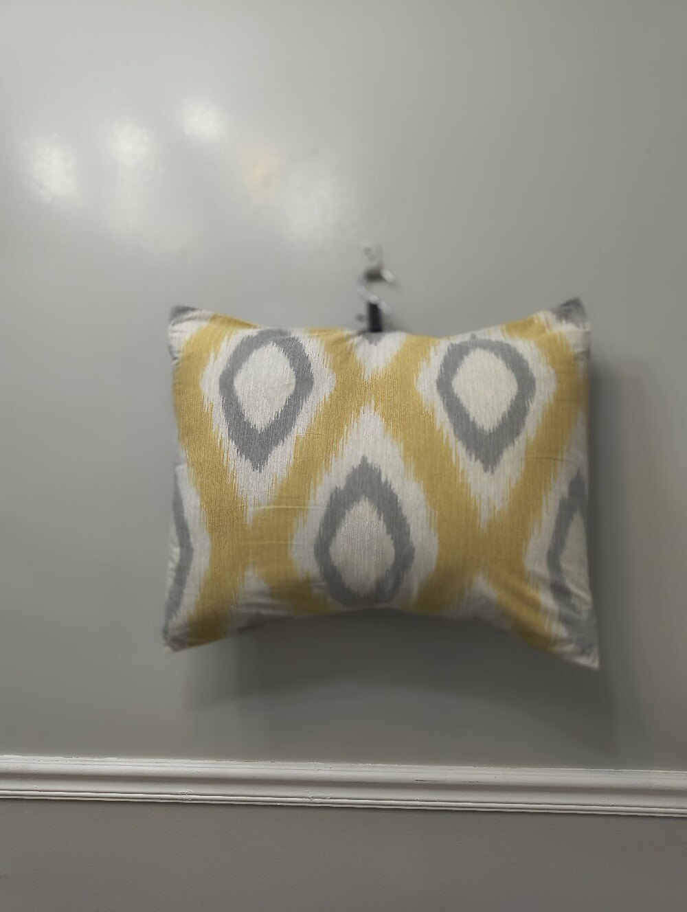 West Elm Organic Cotton Pillowcase Set of Two Gray Yellow Ikat Pattern Bedding
